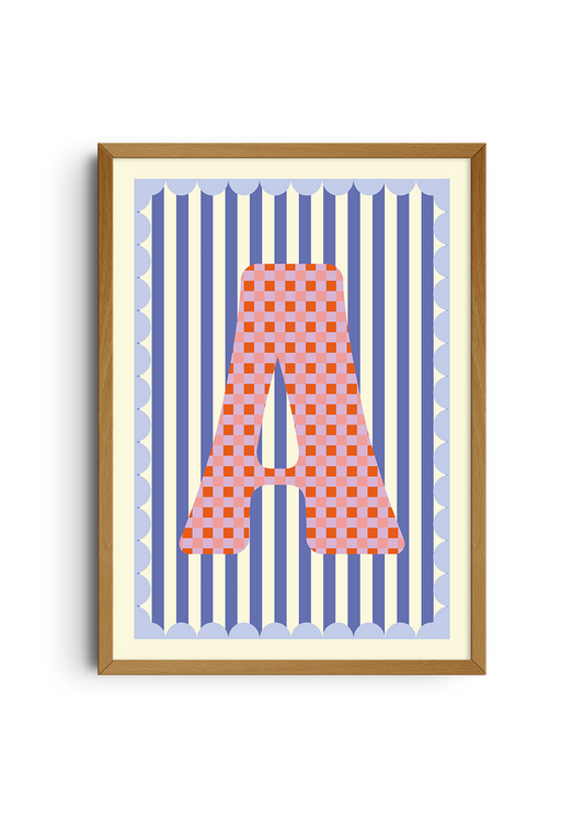 Letterposter Blauw streep
