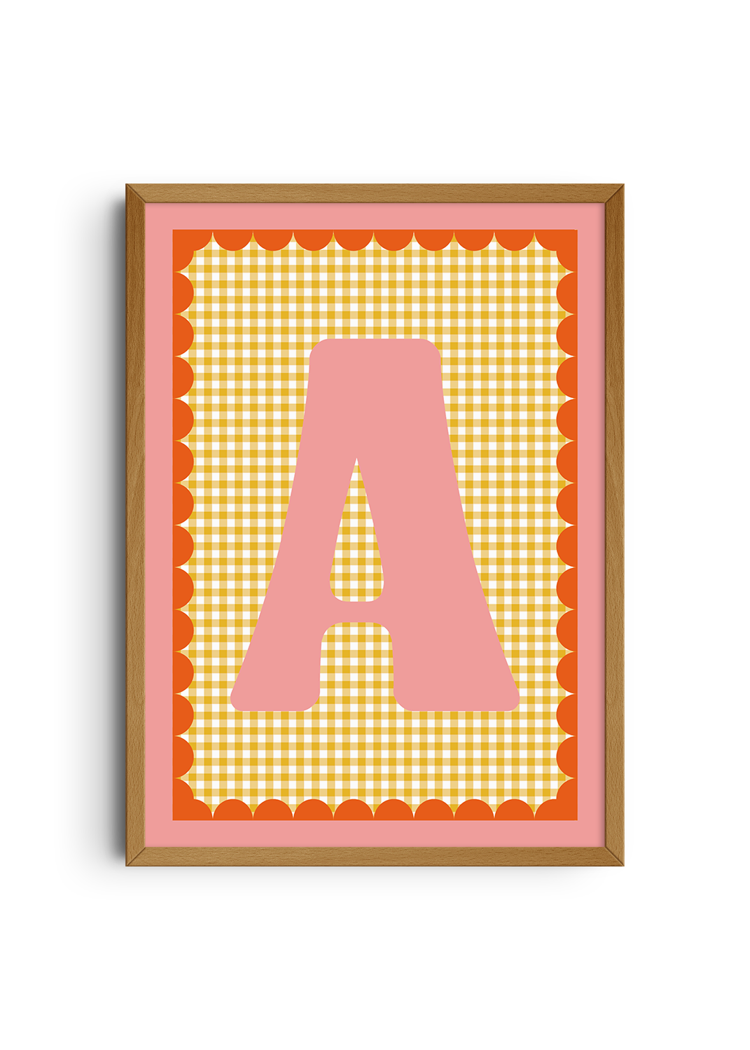 Letterposter Gingham geel