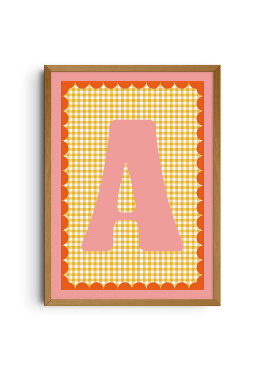 Letterposter Gingham geel