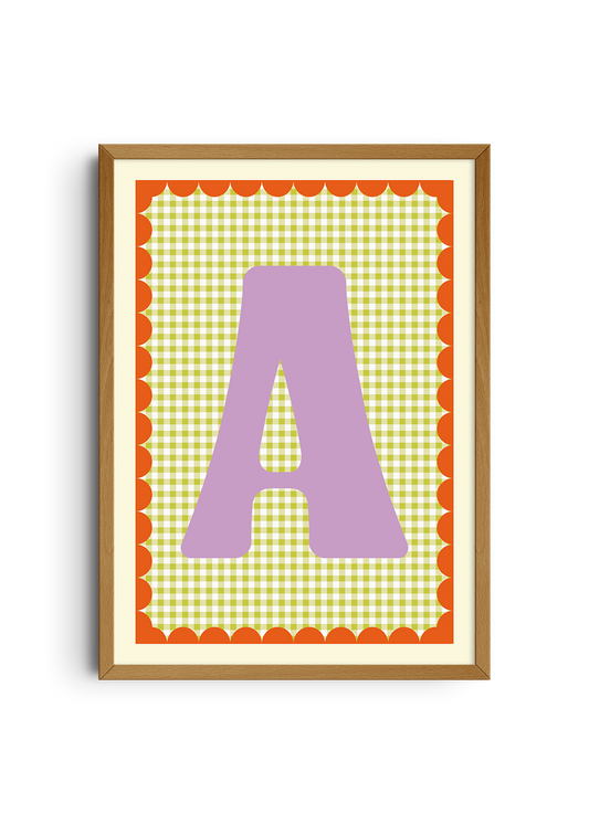 Letterposter Gingham groen