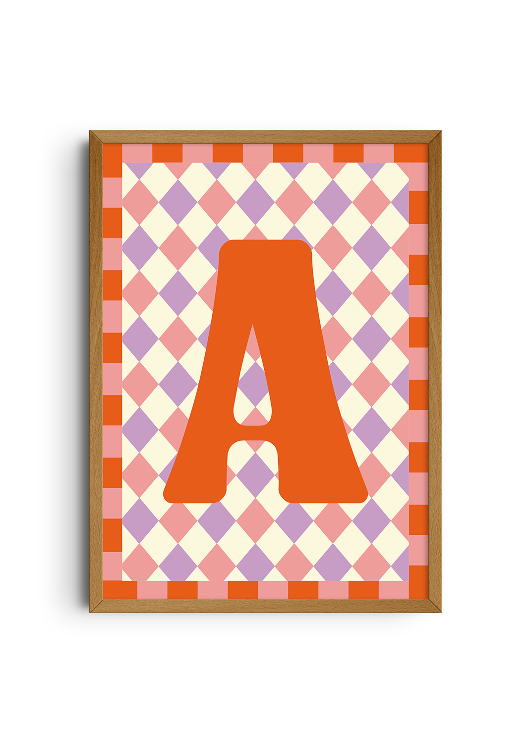 Letterposter Lila roze ruit