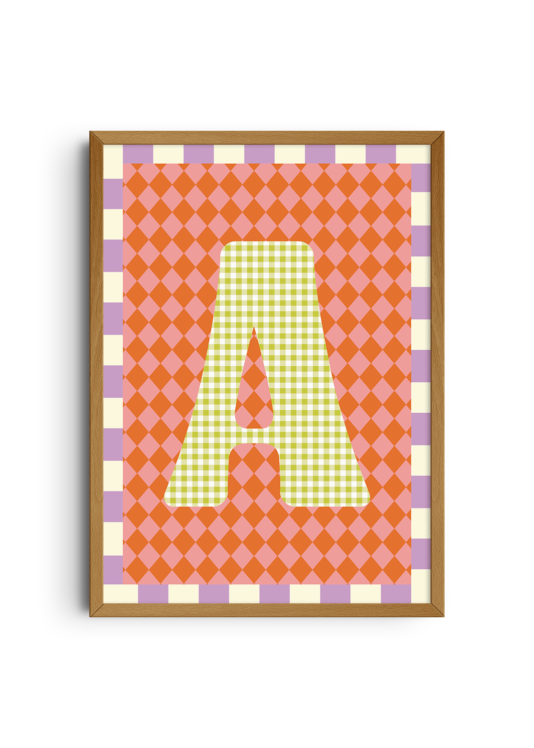 Letterposter Ruit roze oranje