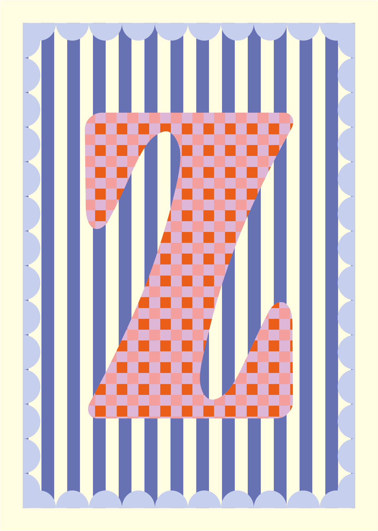 Letterposter Blauw streep