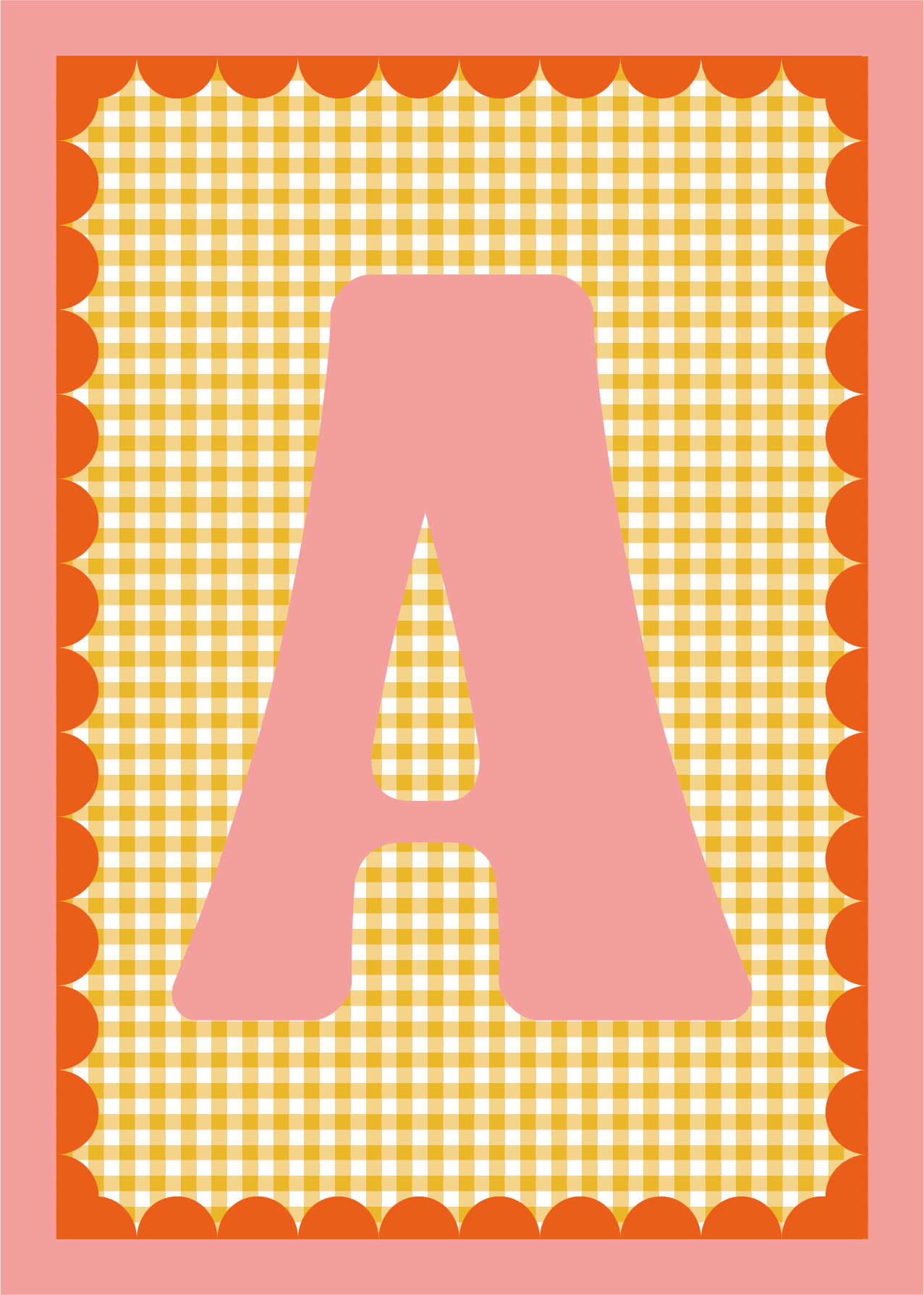 Letterposter Gingham geel