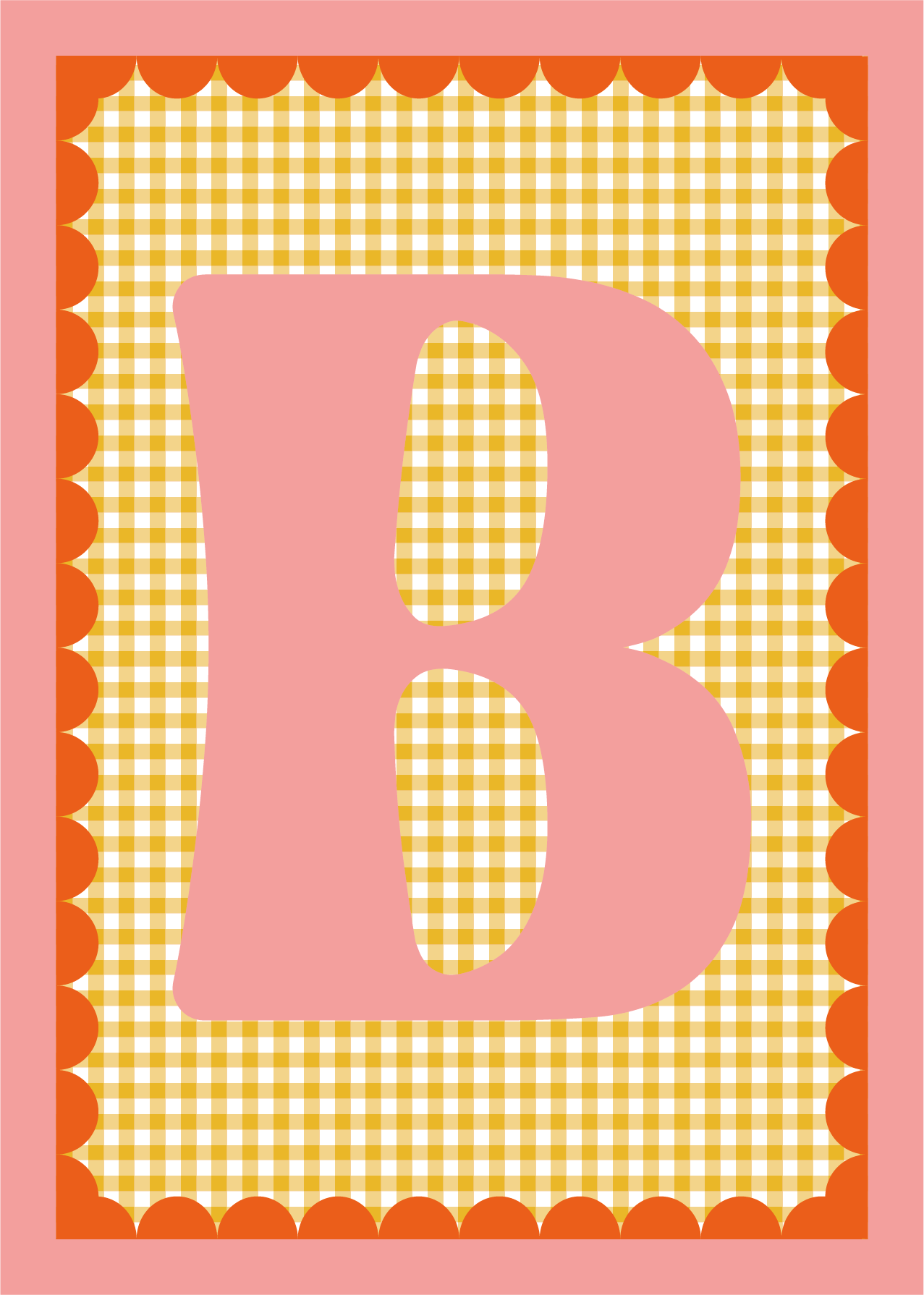 Letterposter Gingham geel