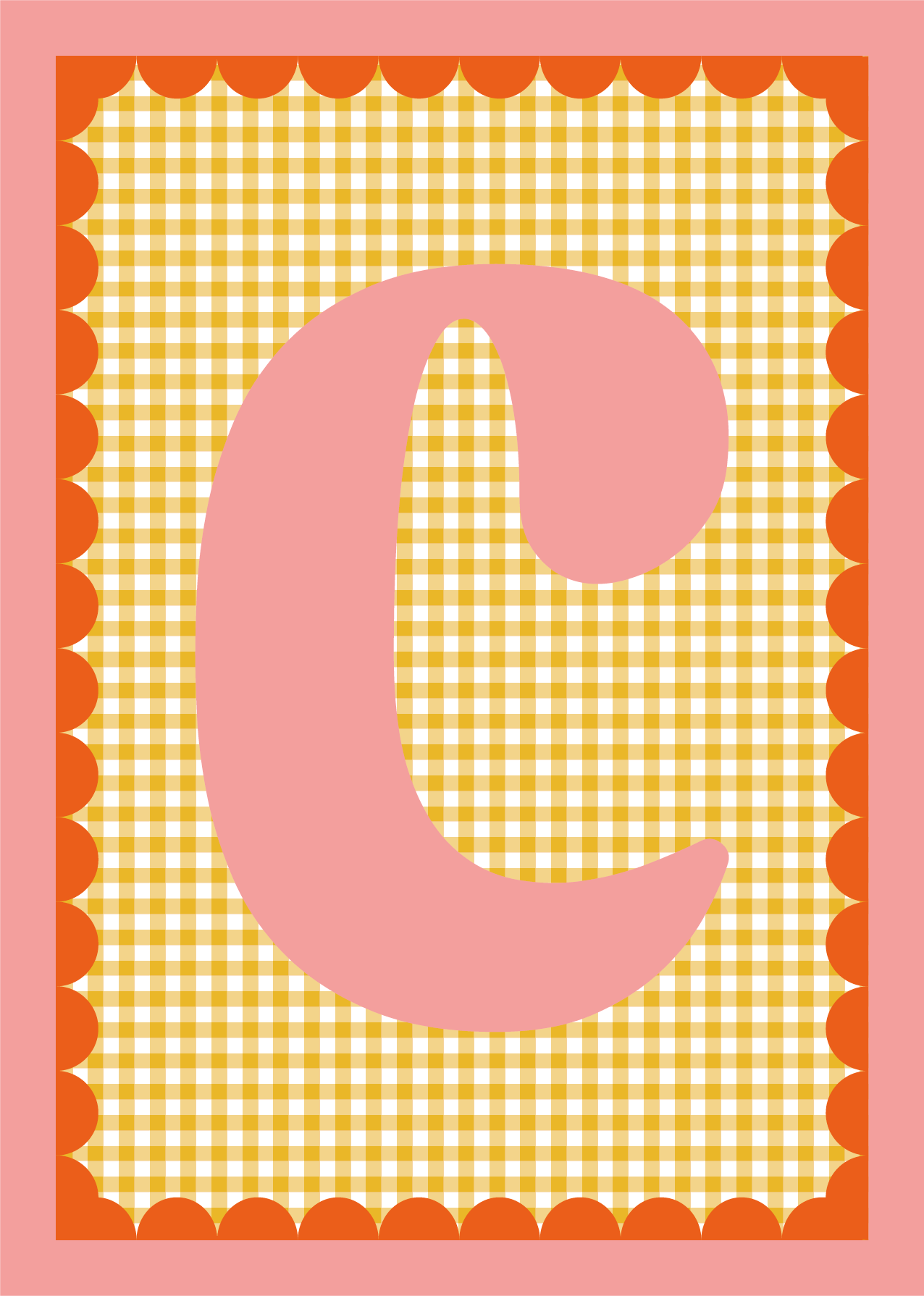 Letterposter Gingham geel