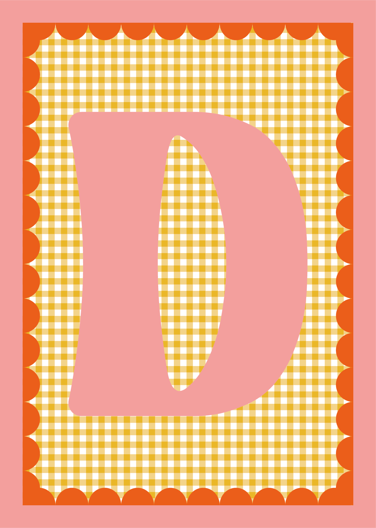 Letterposter Gingham geel