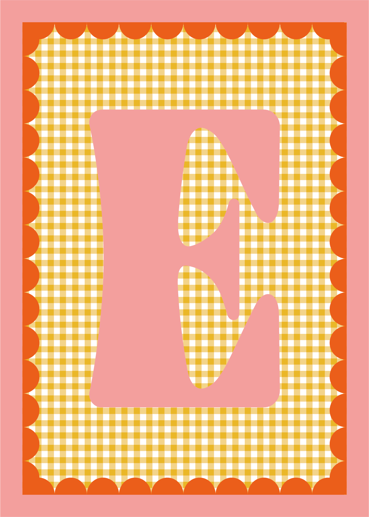 Letterposter Gingham geel