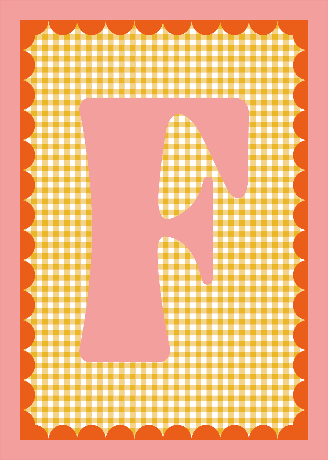 Letterposter Gingham geel