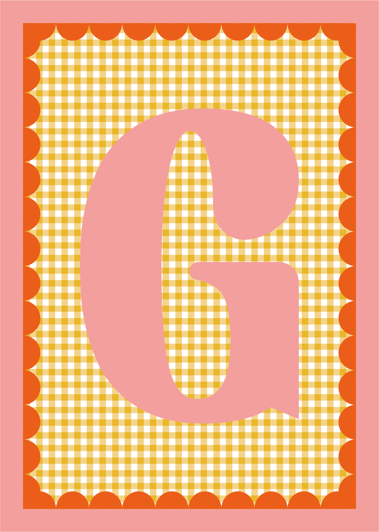 Letterposter Gingham geel