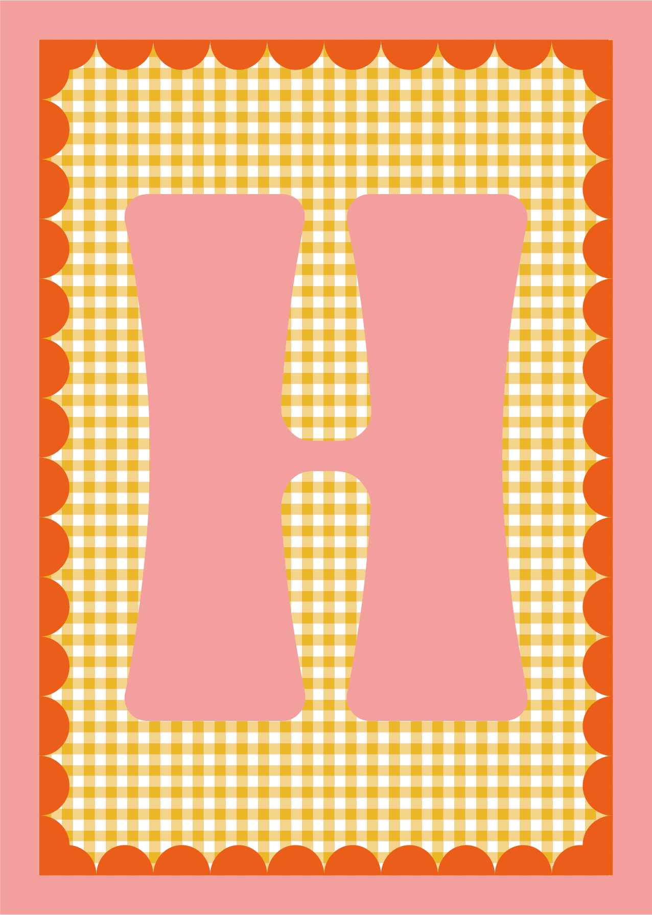Letterposter Gingham geel
