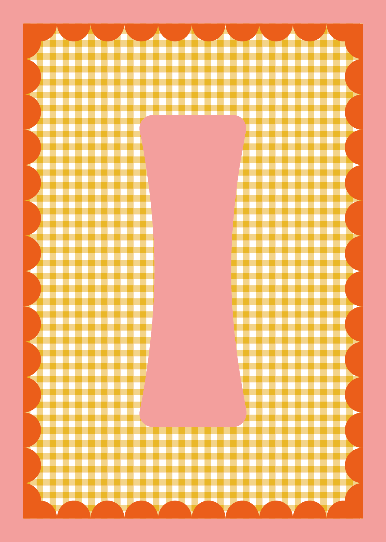 Letterposter Gingham geel
