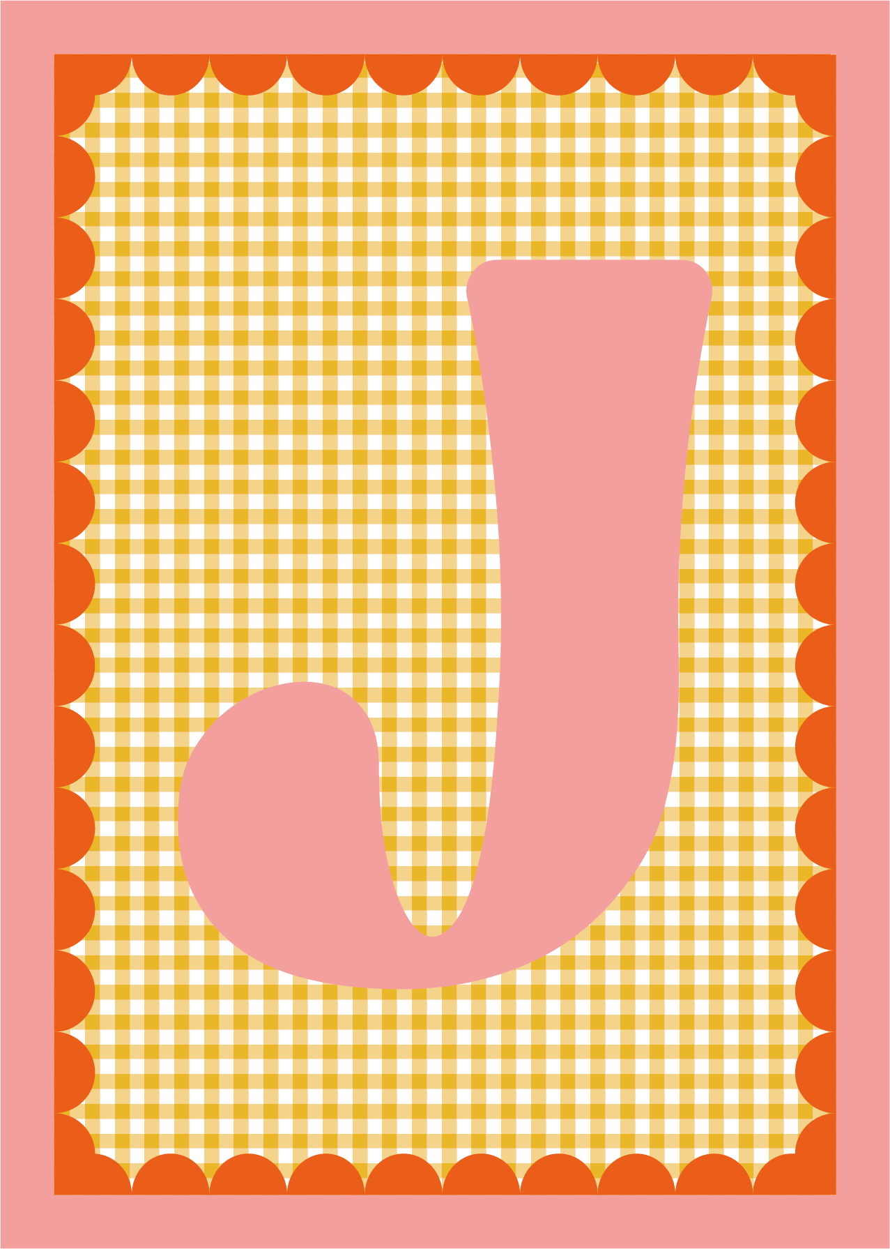 Letterposter Gingham geel