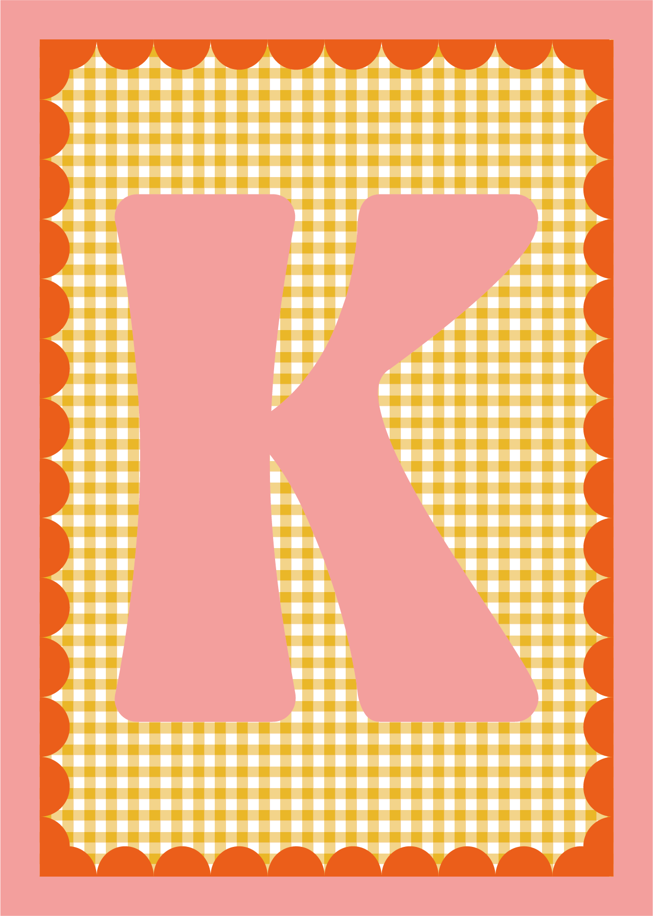 Letterposter Gingham geel