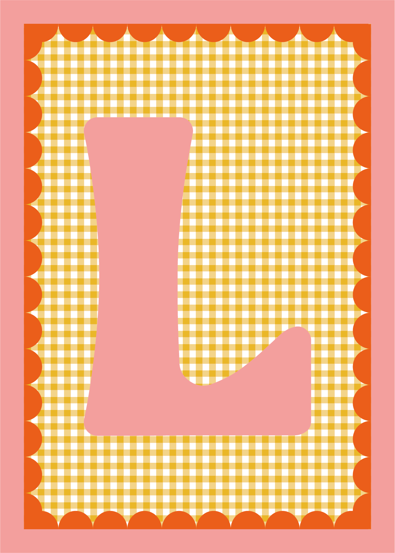 Letterposter Gingham geel