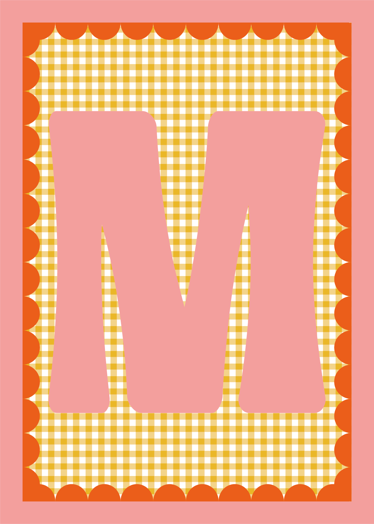 Letterposter Gingham geel