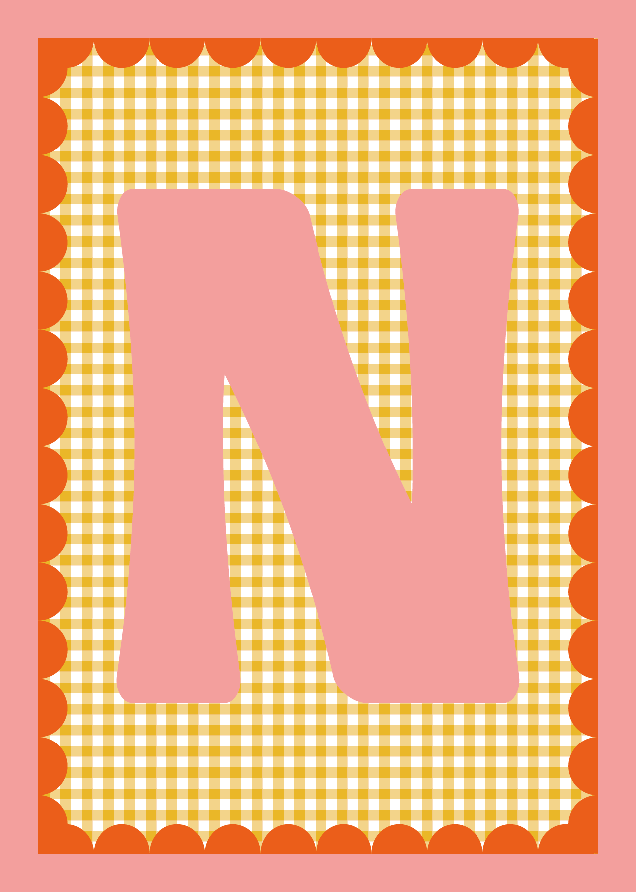 Letterposter Gingham geel