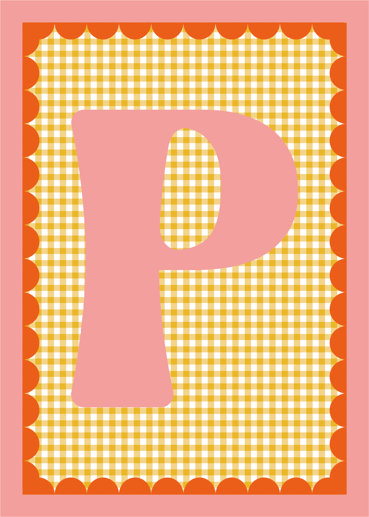 Letterposter Gingham geel