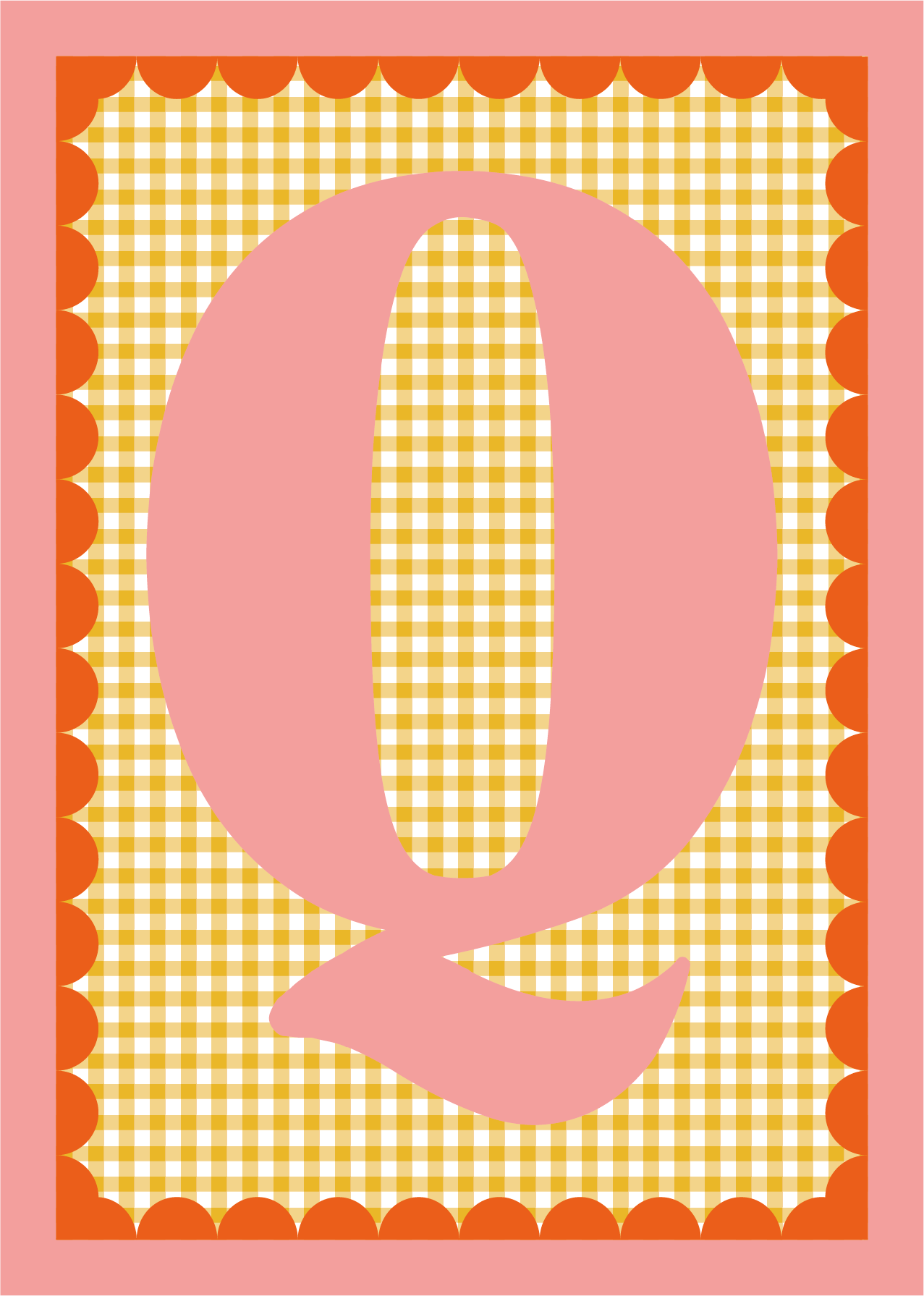 Letterposter Gingham geel