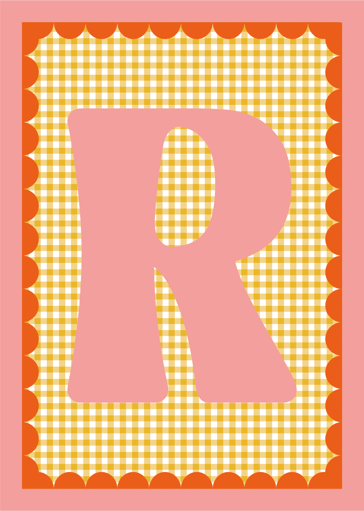 Letterposter Gingham geel