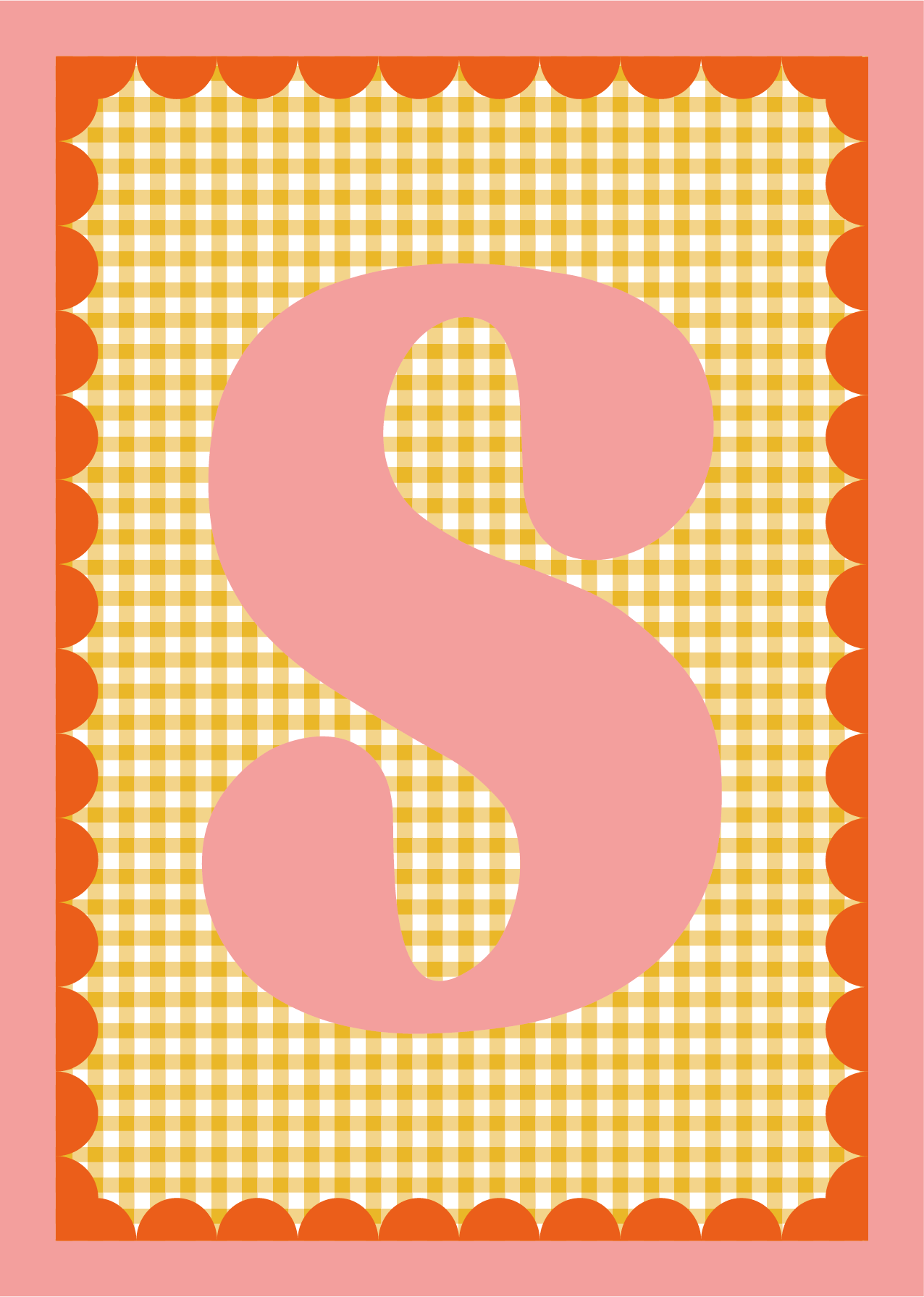 Letterposter Gingham geel