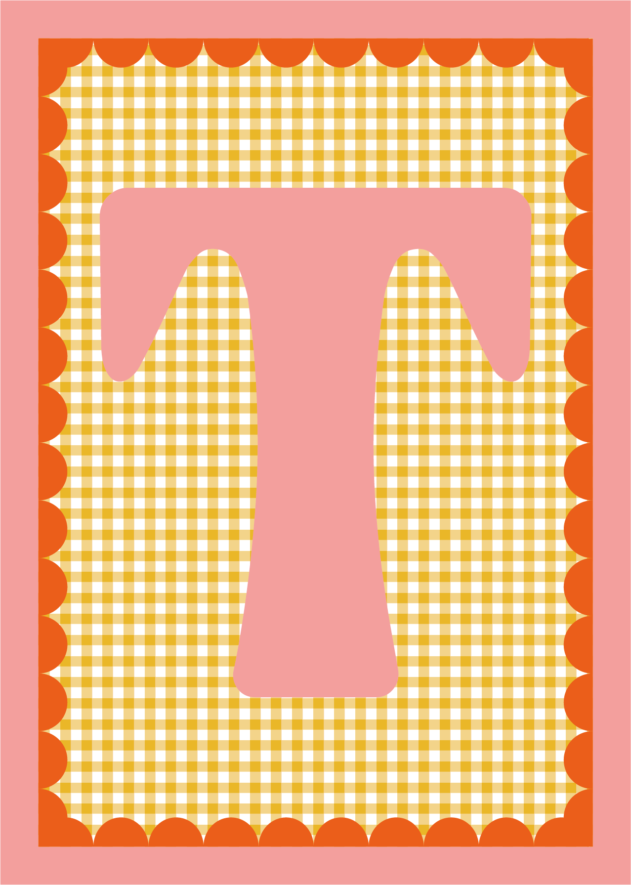 Letterposter Gingham geel