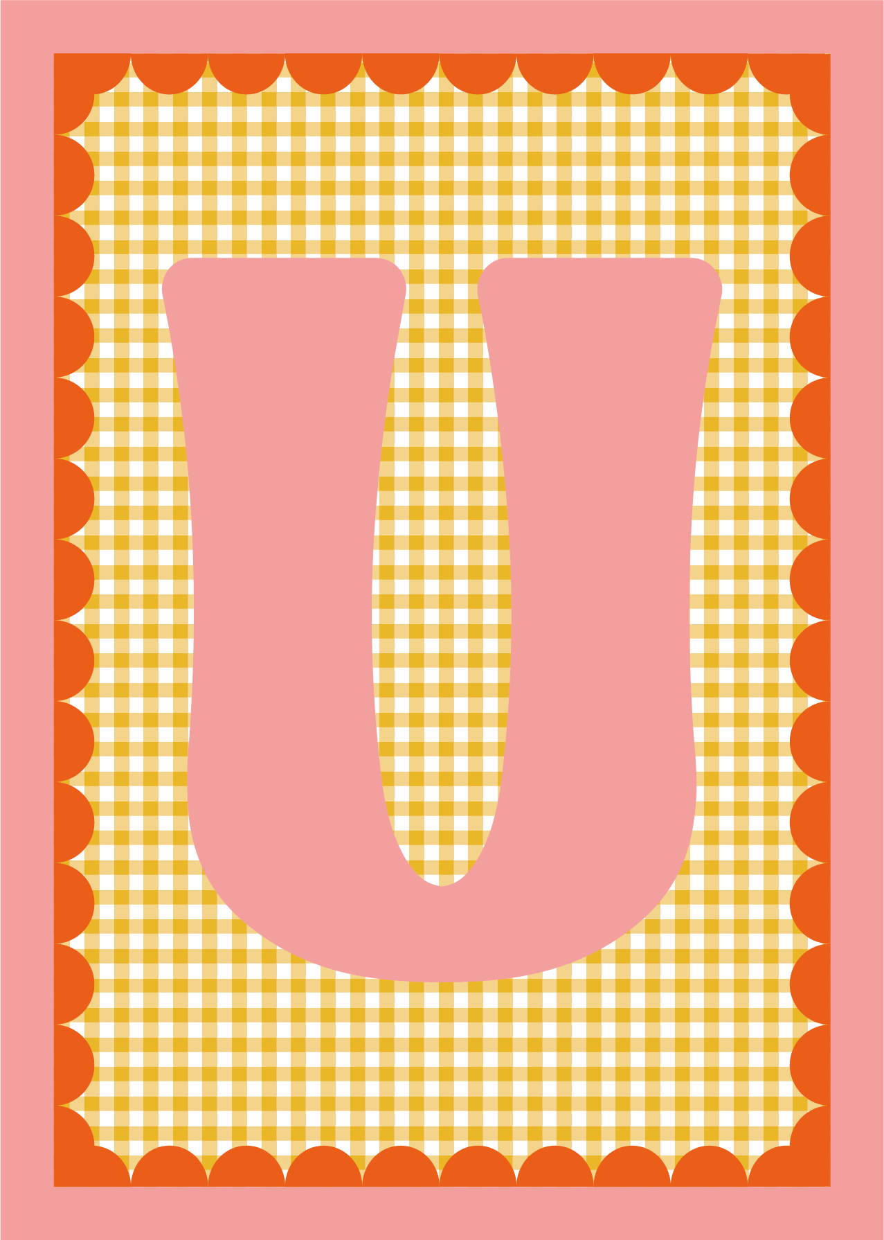 Letterposter Gingham geel
