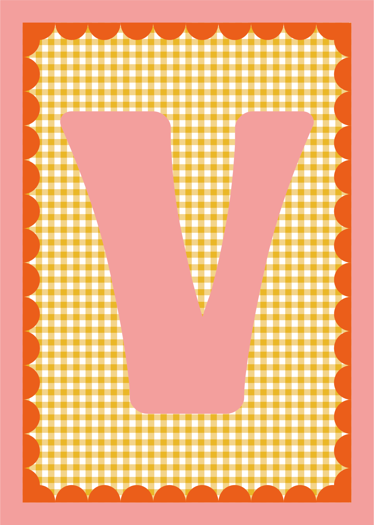 Letterposter Gingham geel