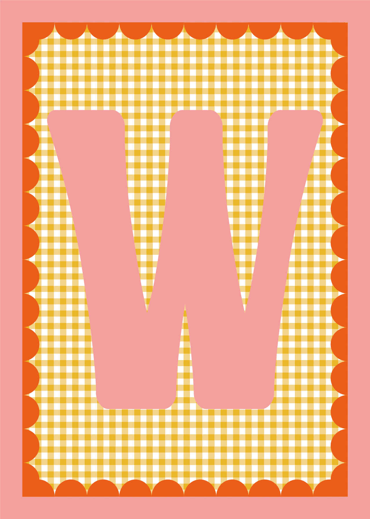 Letterposter Gingham geel