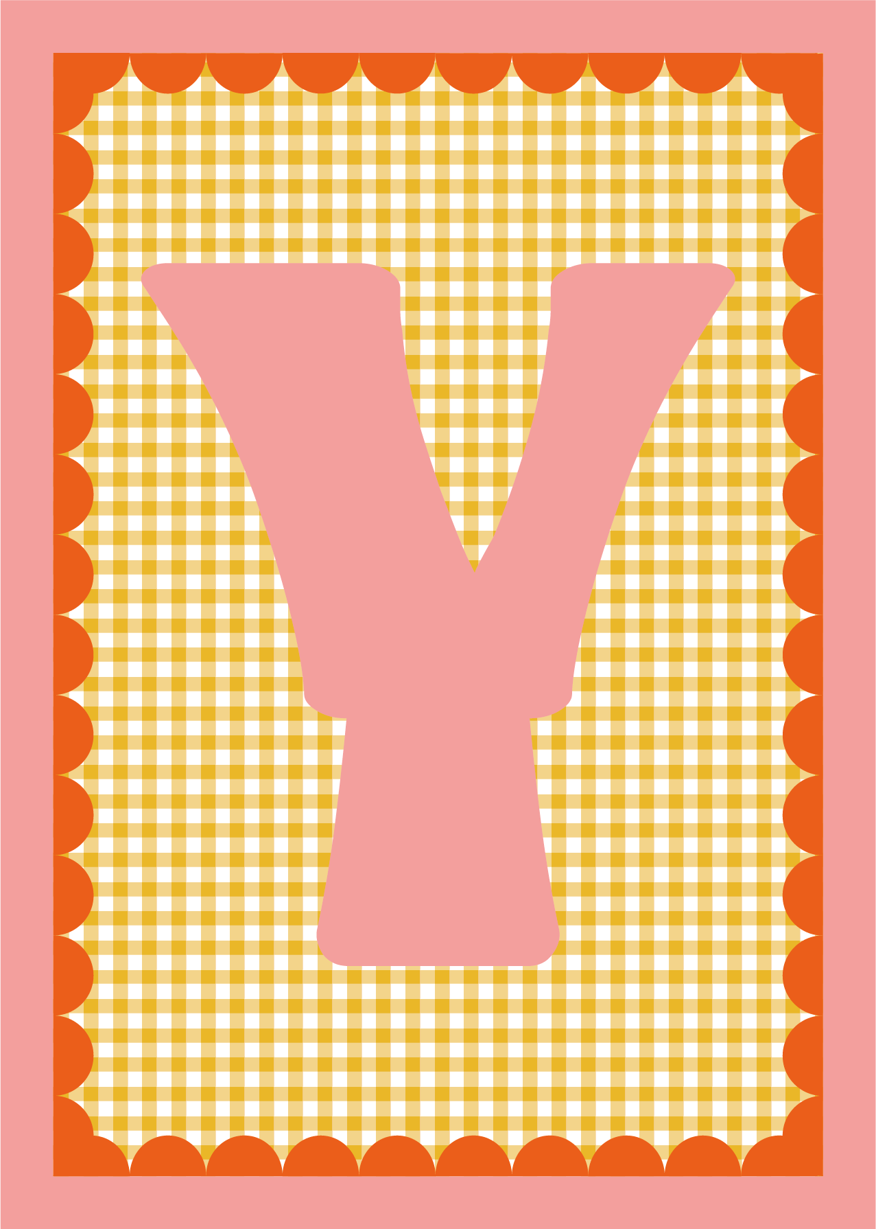 Letterposter Gingham geel