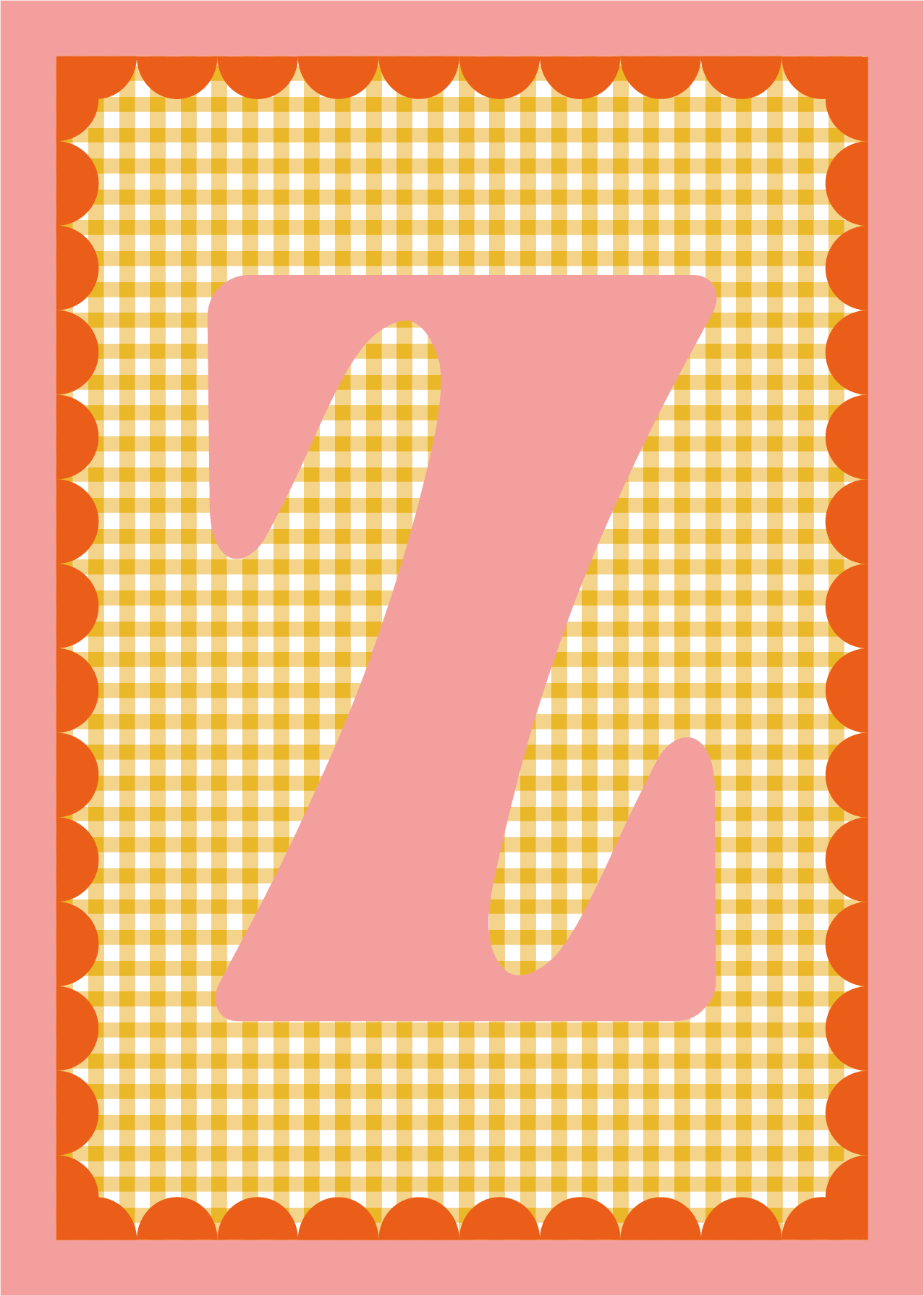 Letterposter Gingham geel