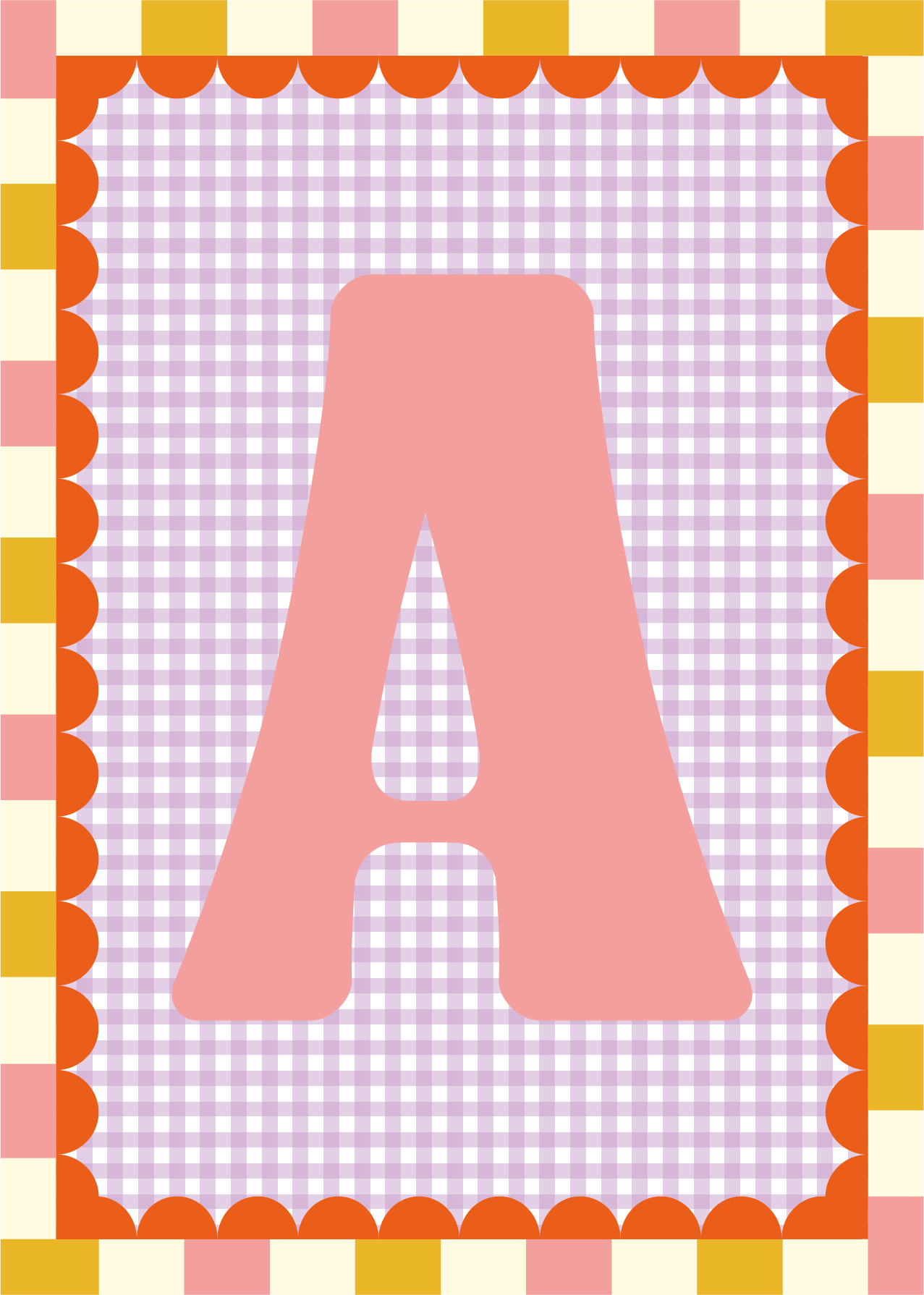 Letterposter Gingham lila