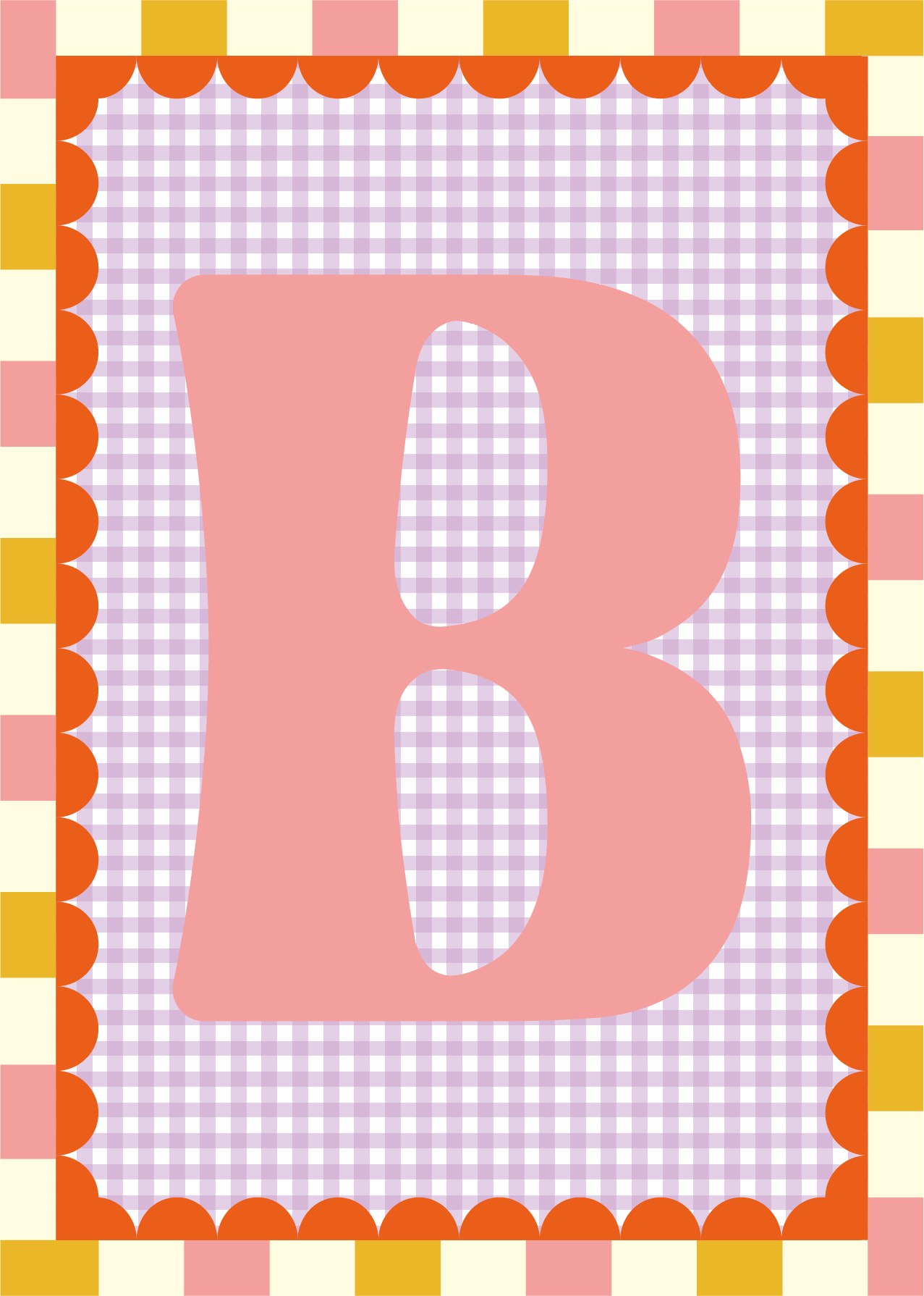 Letterposter Gingham lila