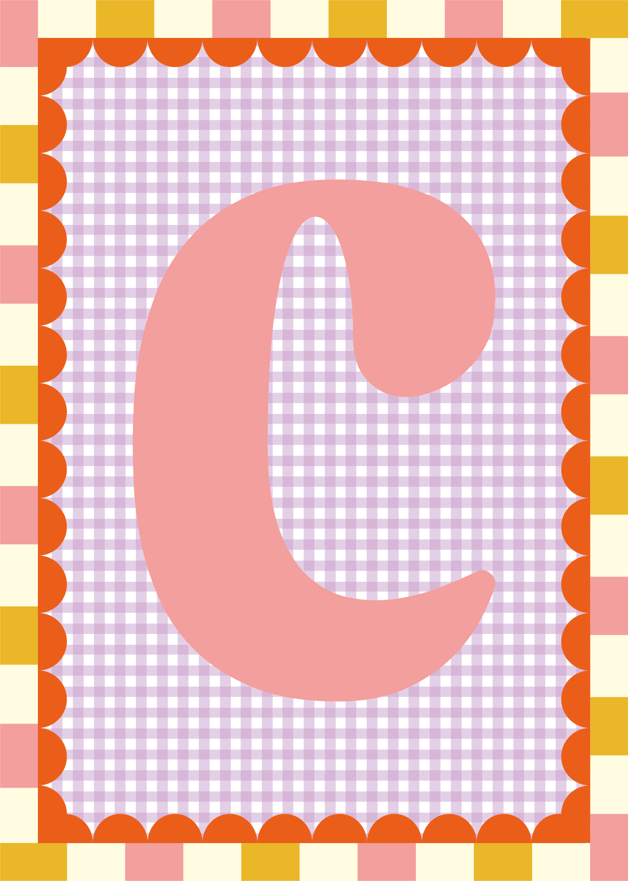 Letterposter Gingham lila
