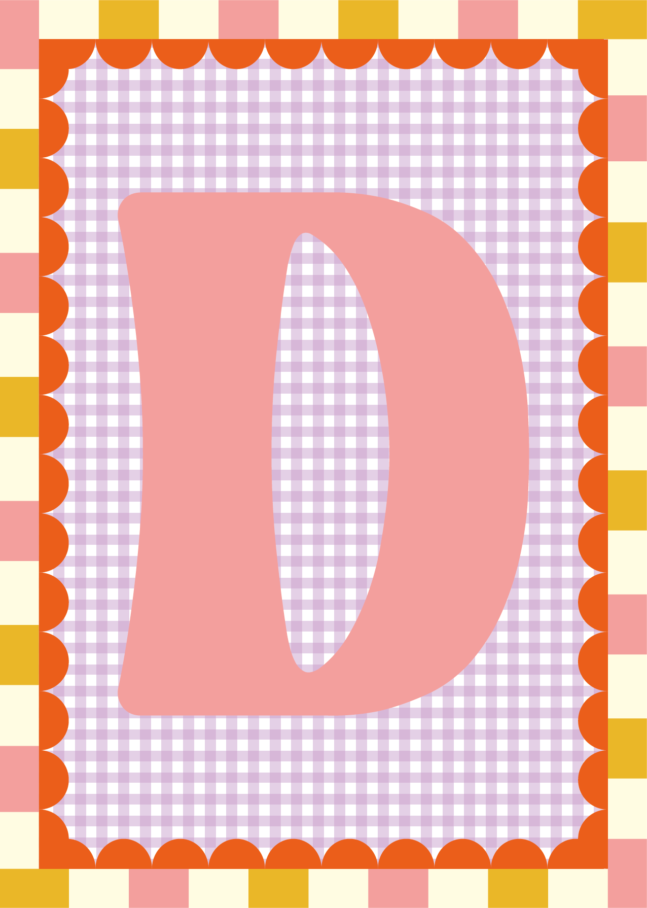 Letterposter Gingham lila