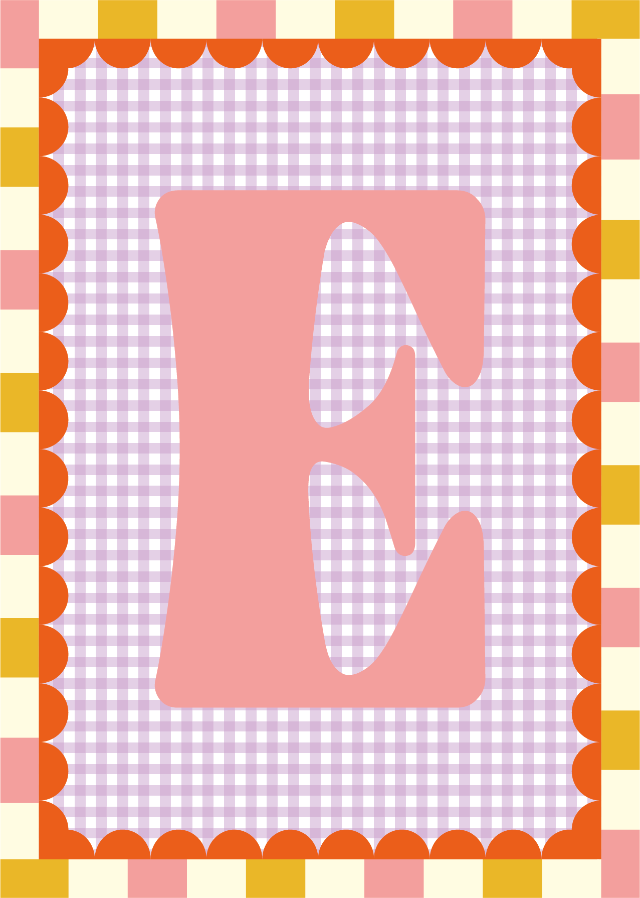 Letterposter Gingham lila