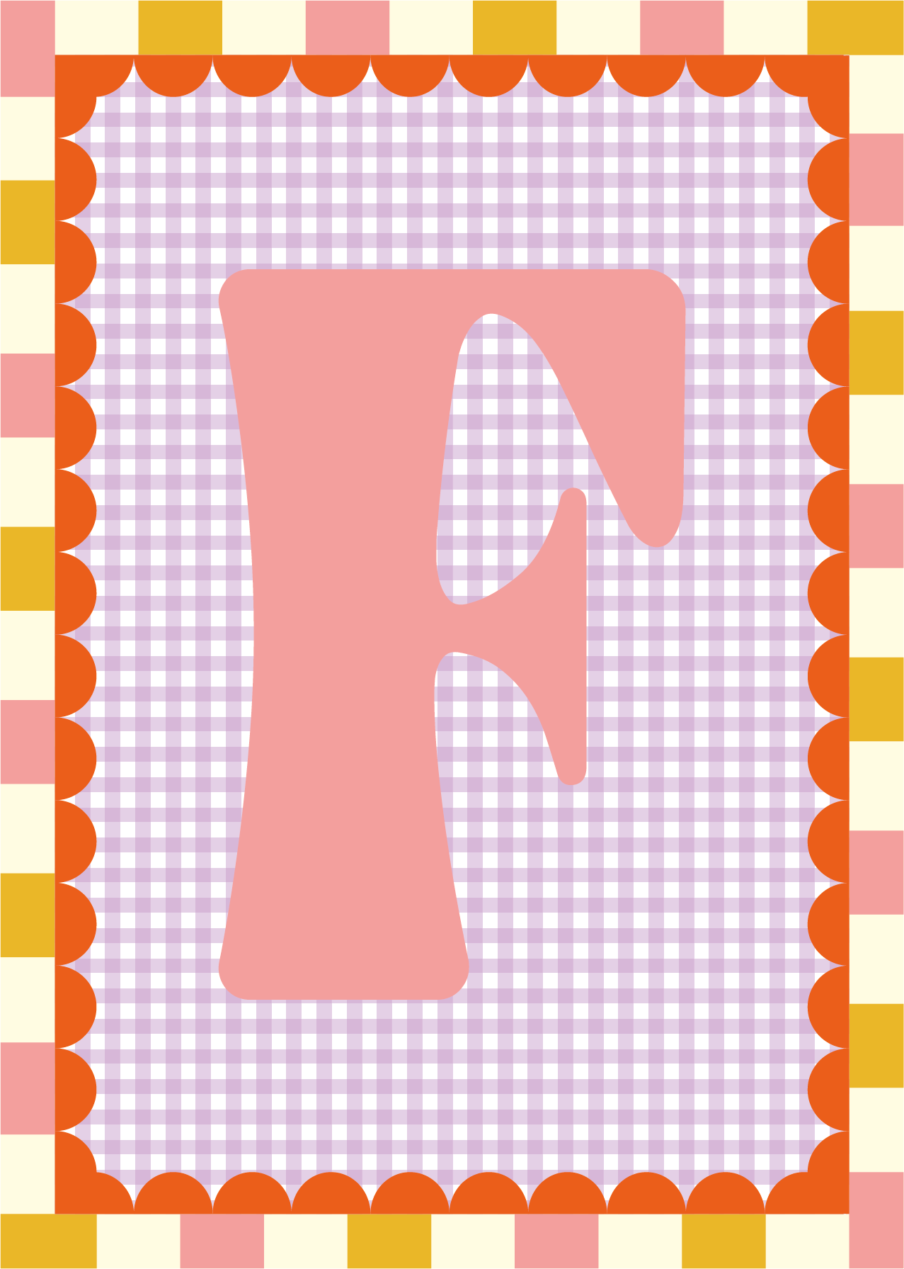 Letterposter Gingham lila