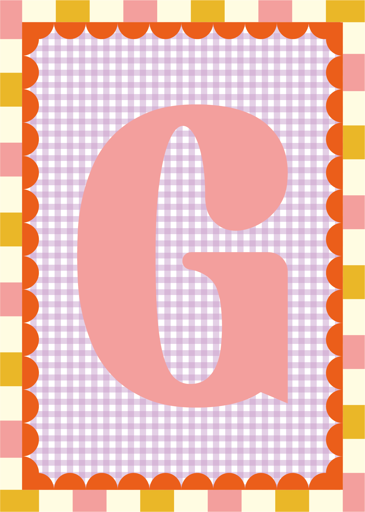 Letterposter Gingham lila