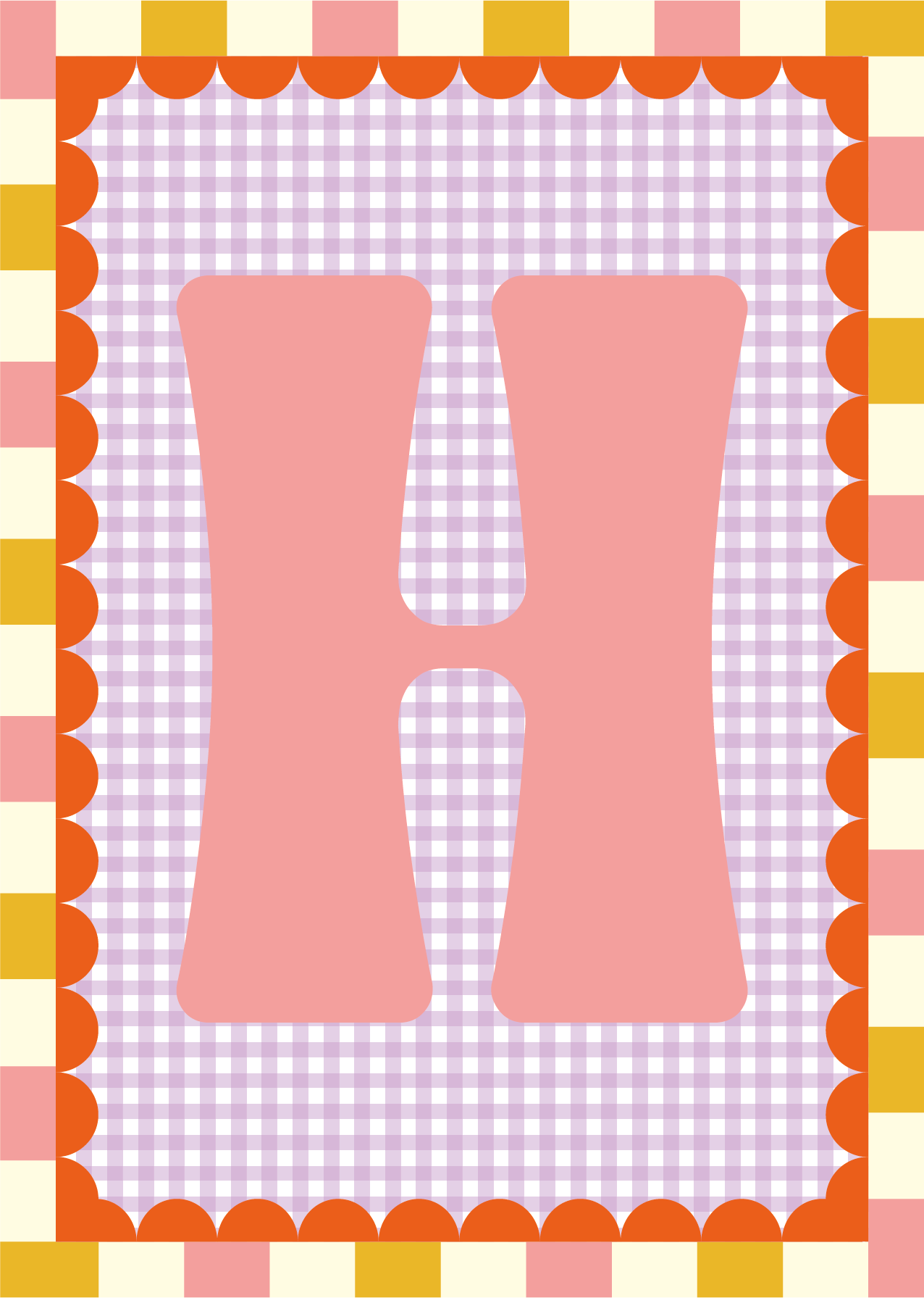 Letterposter Gingham lila