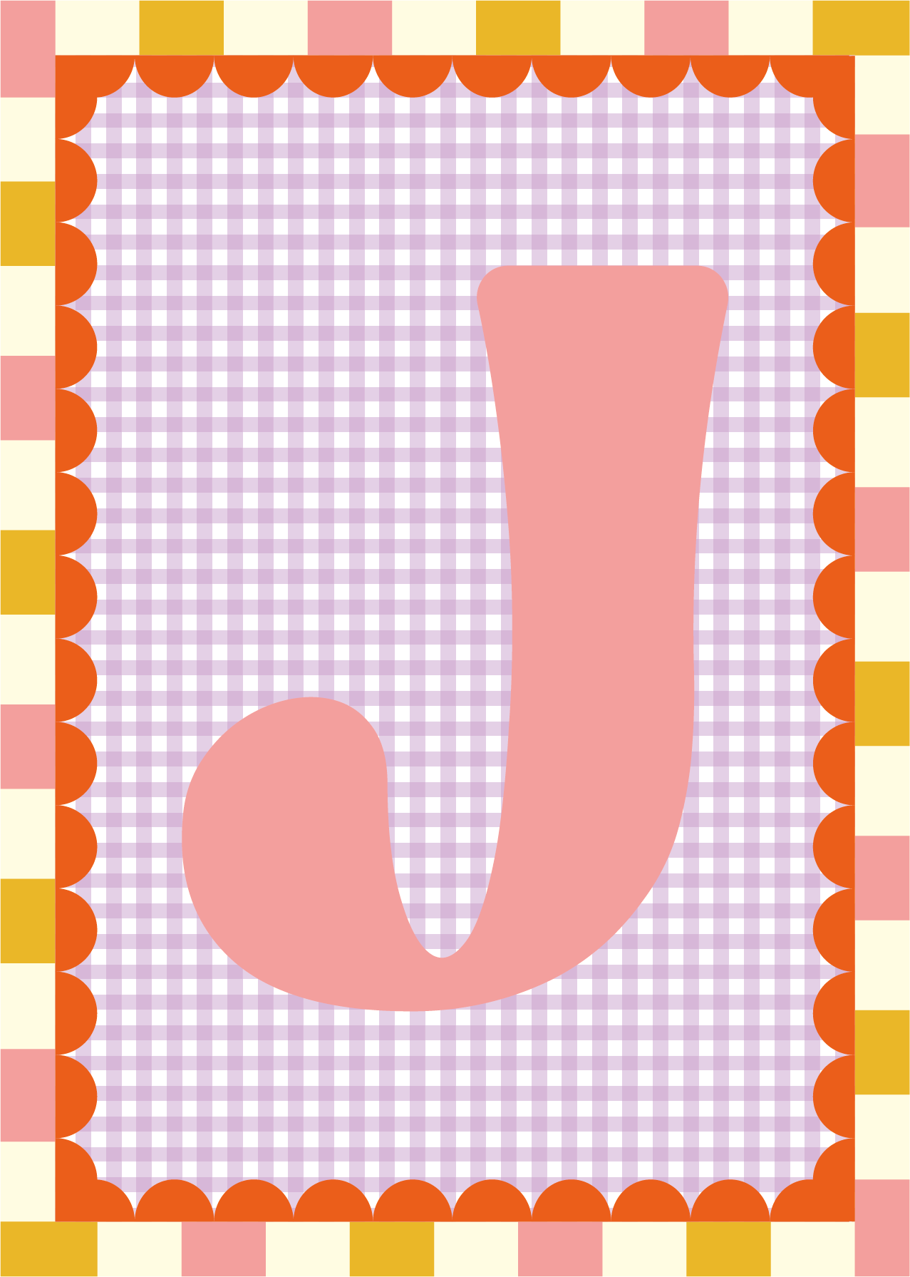 Letterposter Gingham lila