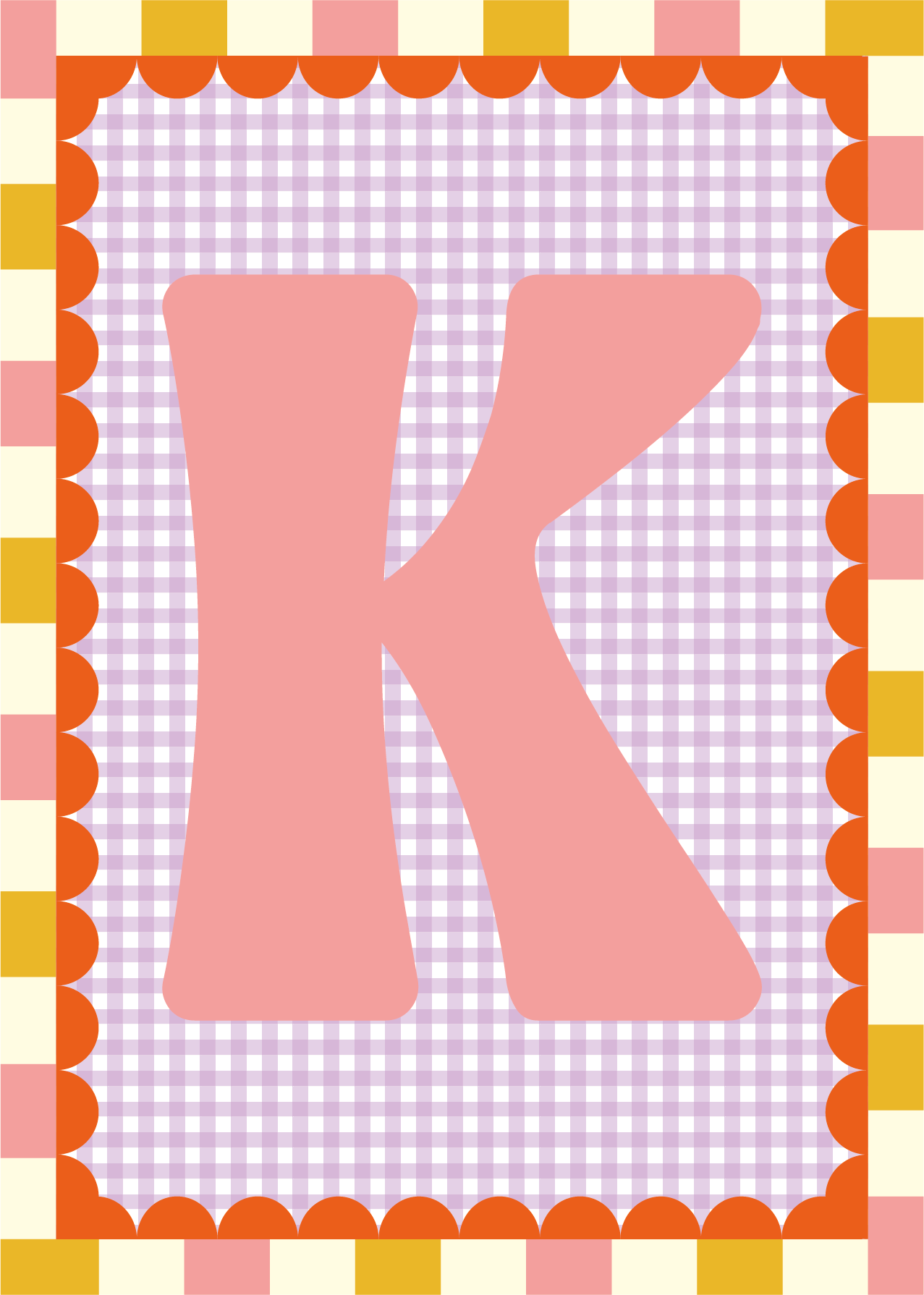 Letterposter Gingham lila