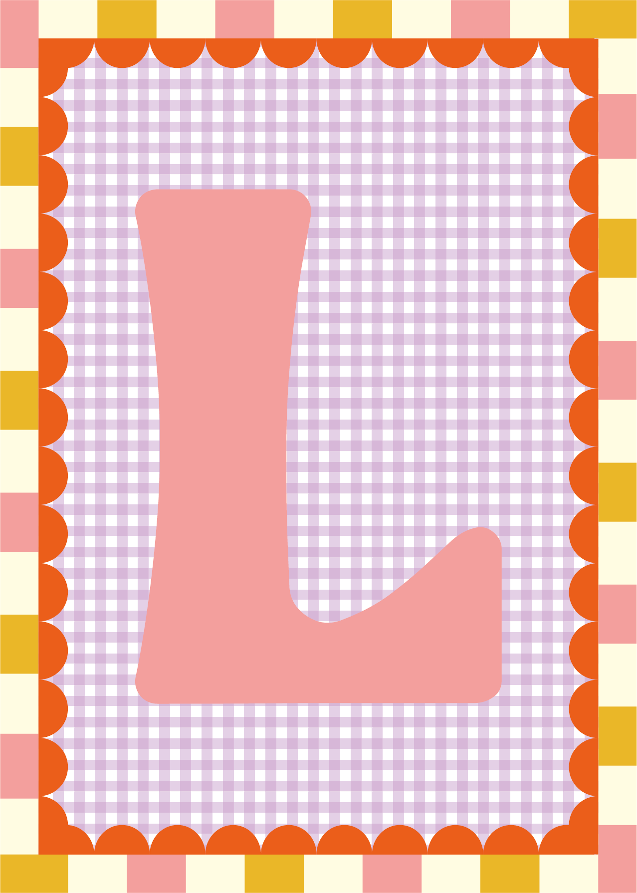 Letterposter Gingham lila