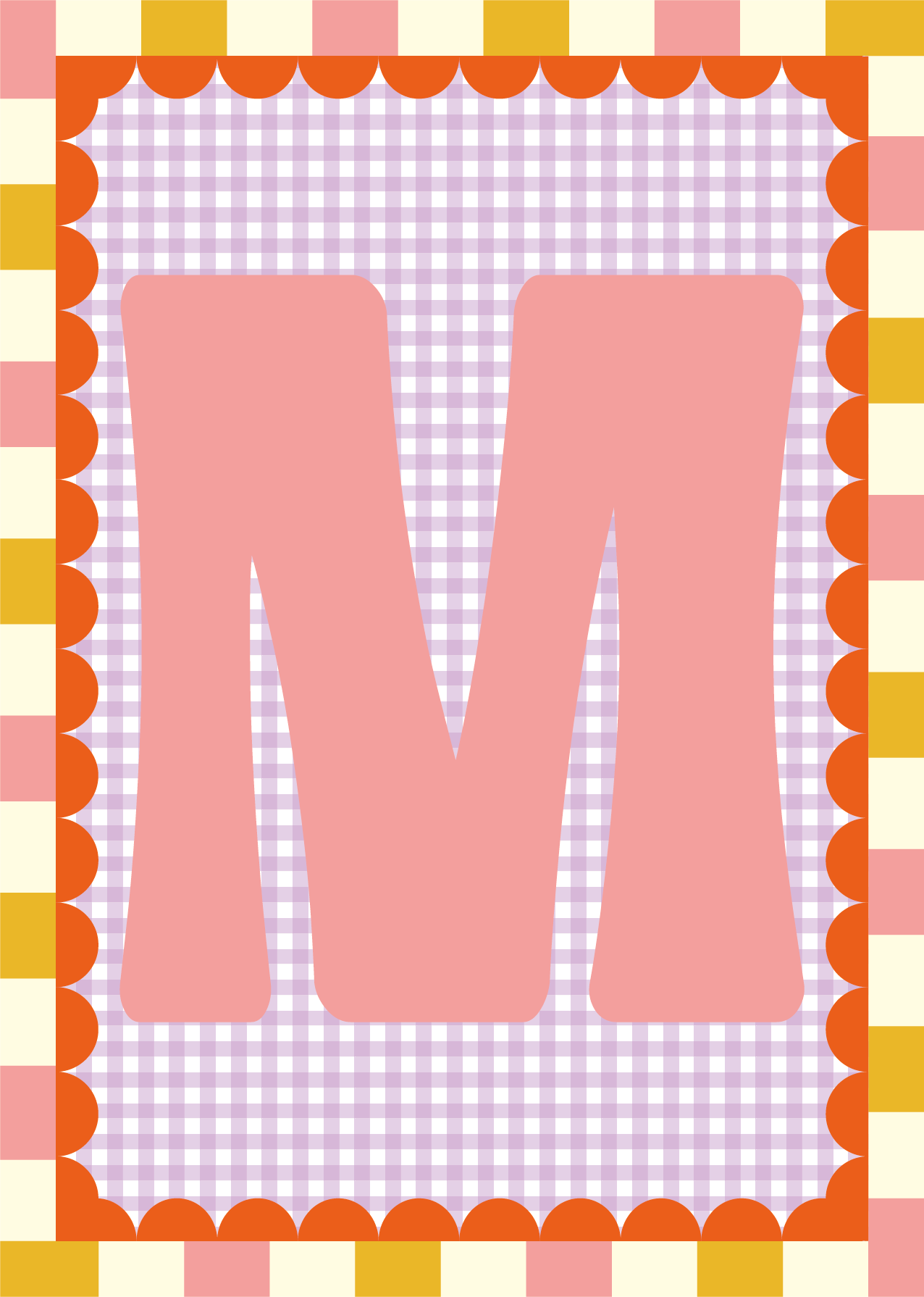 Letterposter Gingham lila