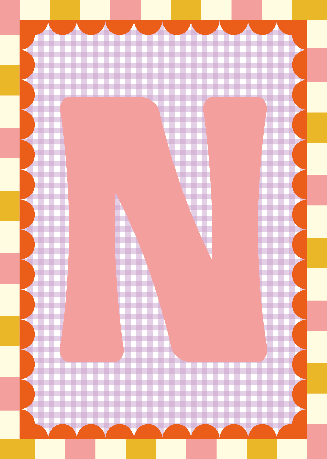 Letterposter Gingham lila