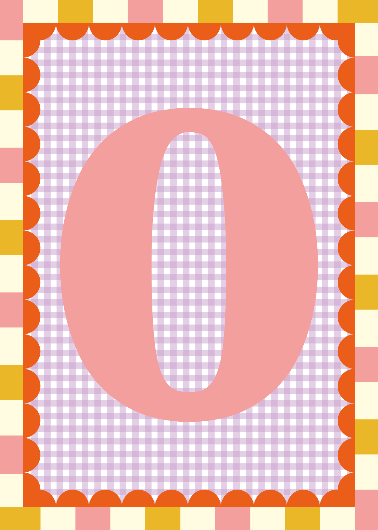 Letterposter Gingham lila