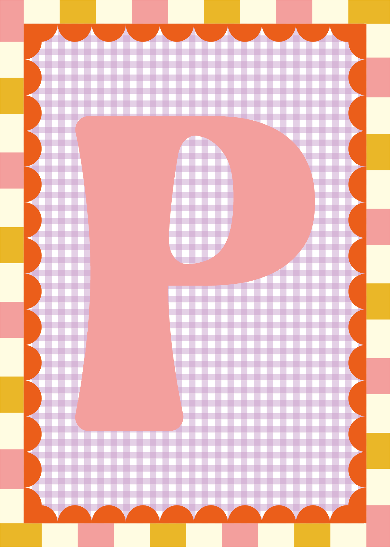 Letterposter Gingham lila