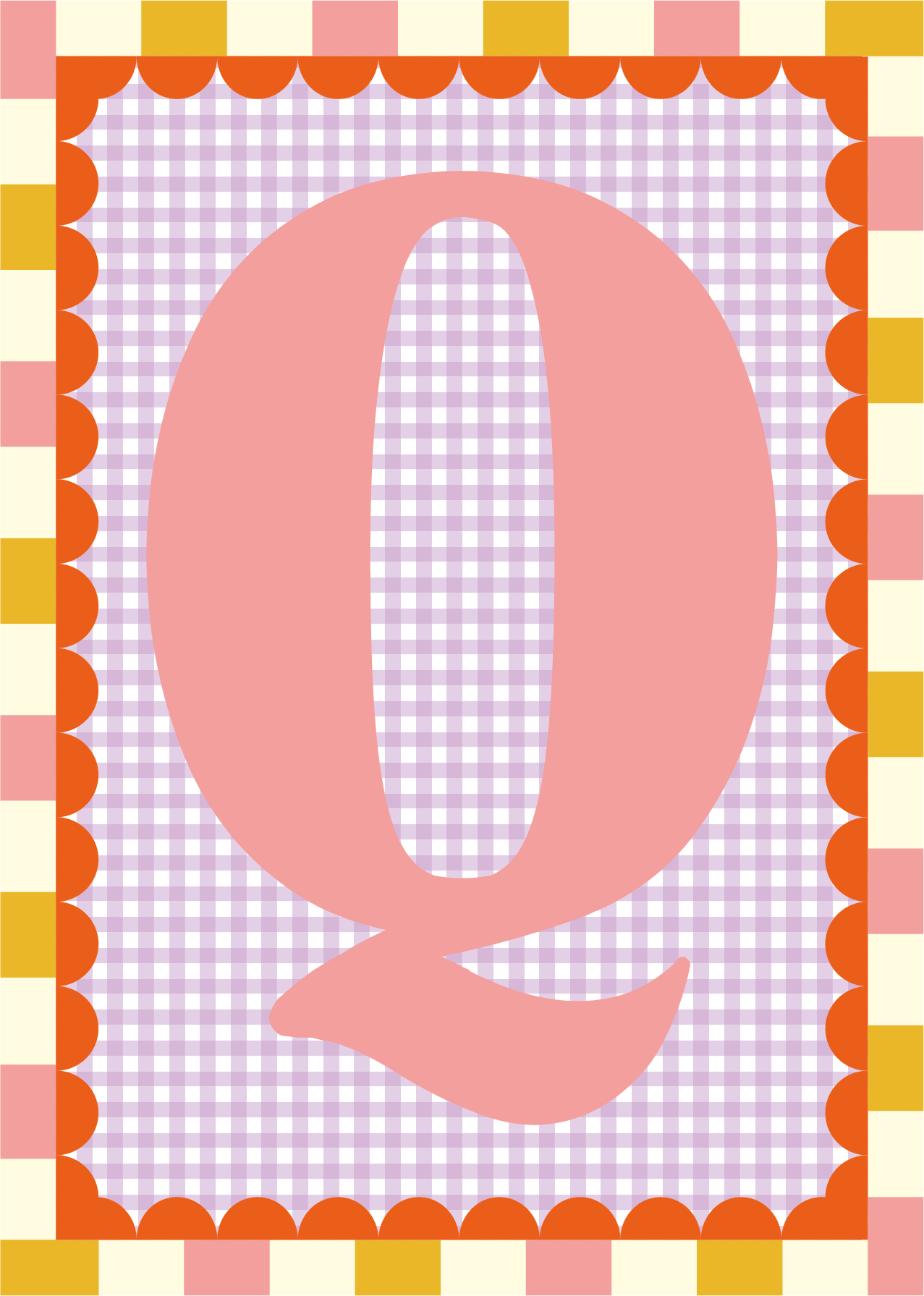 Letterposter Gingham lila