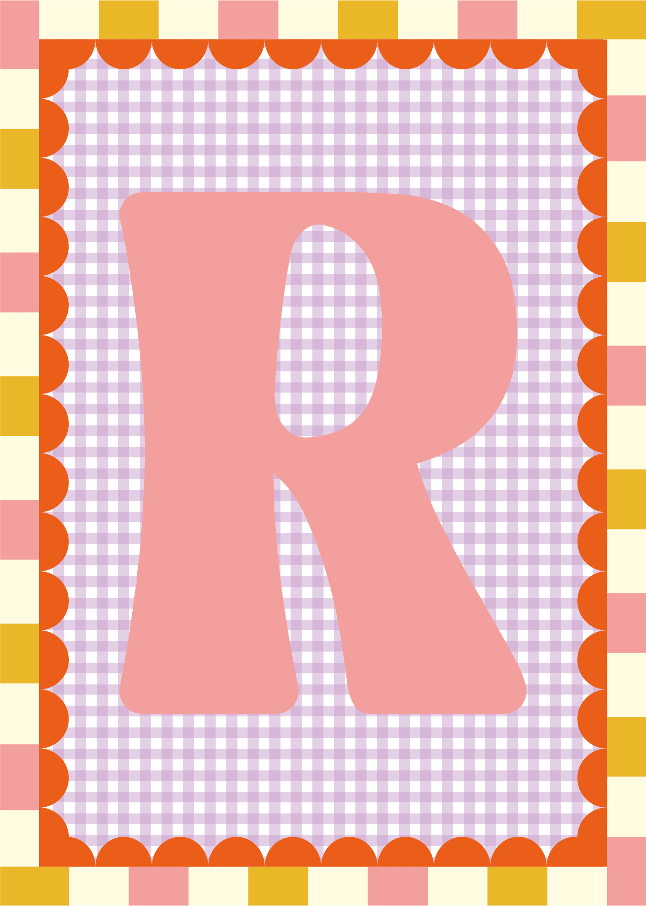 Letterposter Gingham lila