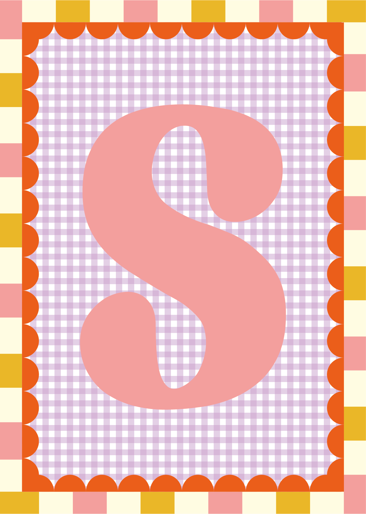 Letterposter Gingham lila