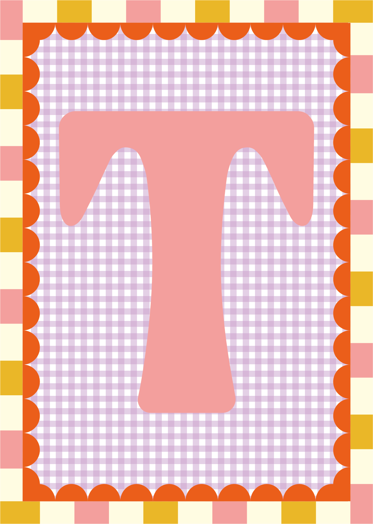 Letterposter Gingham lila